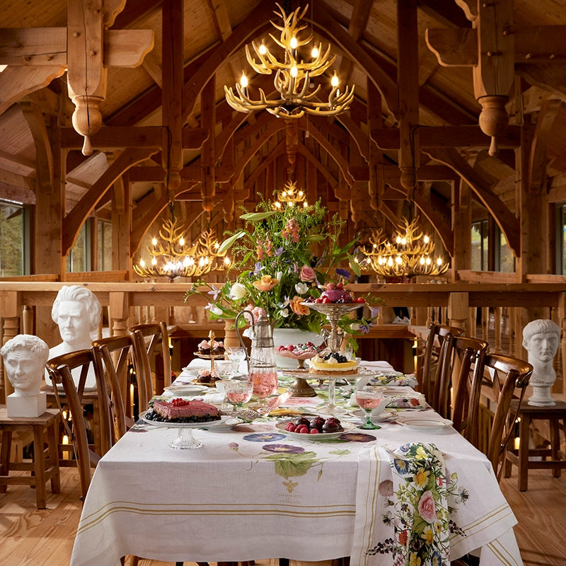 Garden Floral Linen Tablecloth