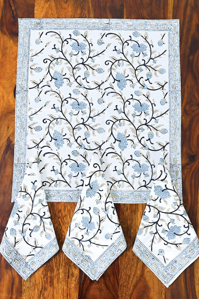 Silver Floral Napkin Set