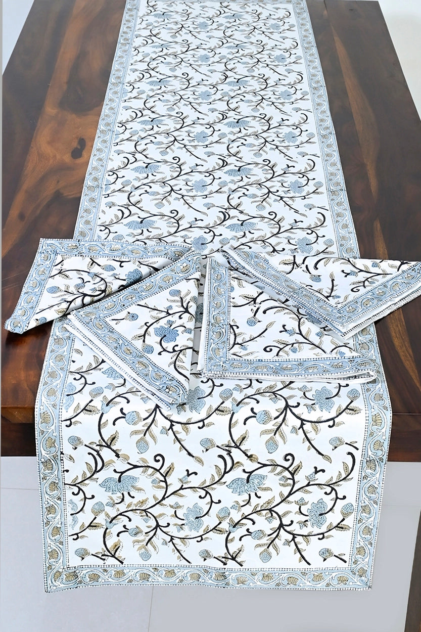 Silver Floral Table Runner