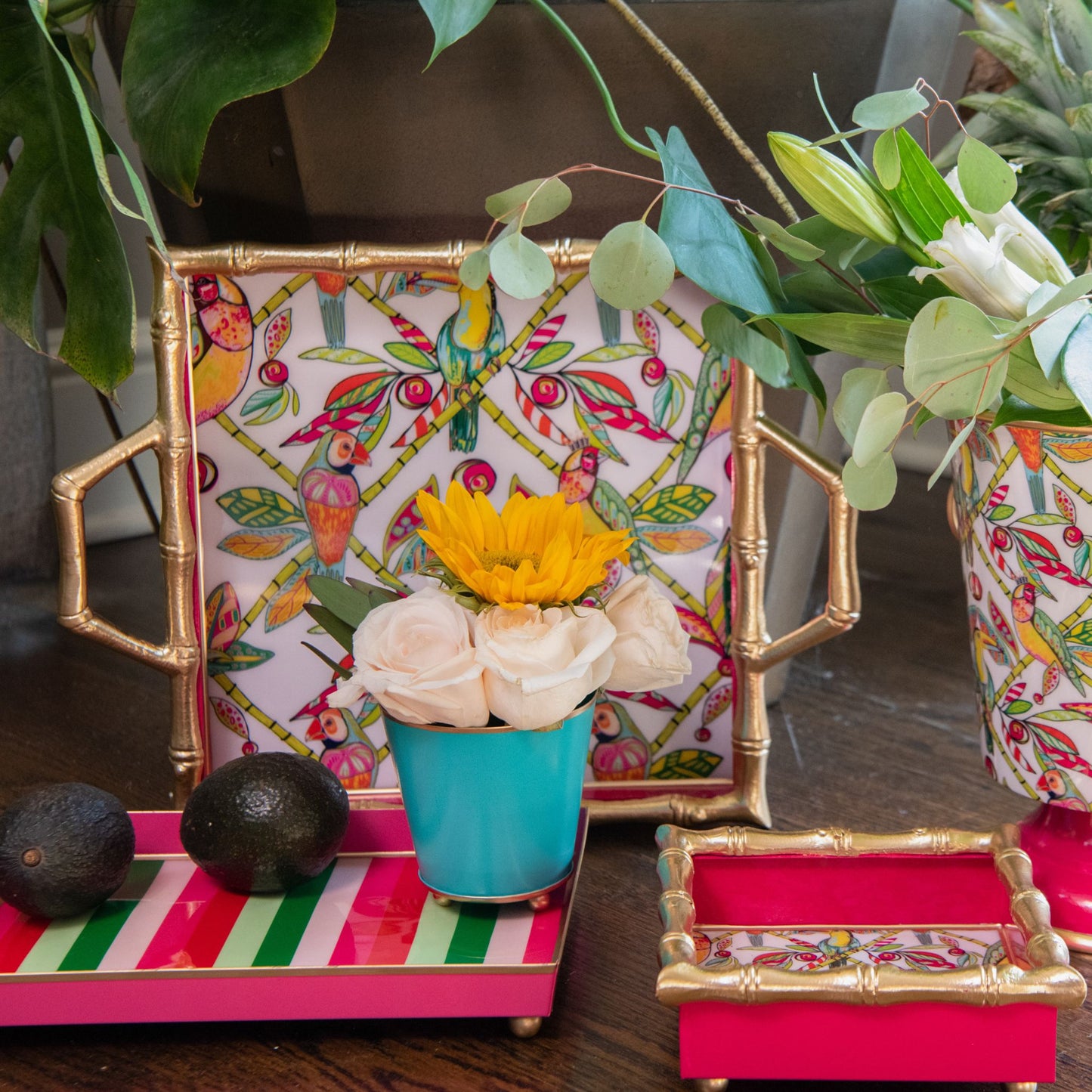 Bamboo Paradise Enameled Chang Mai Tray 12"x12"