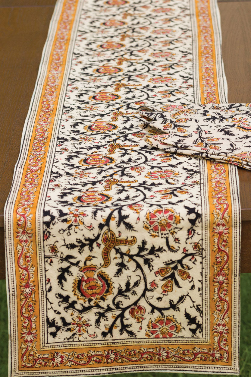 Gold & Rose Kalamkari Table Runner