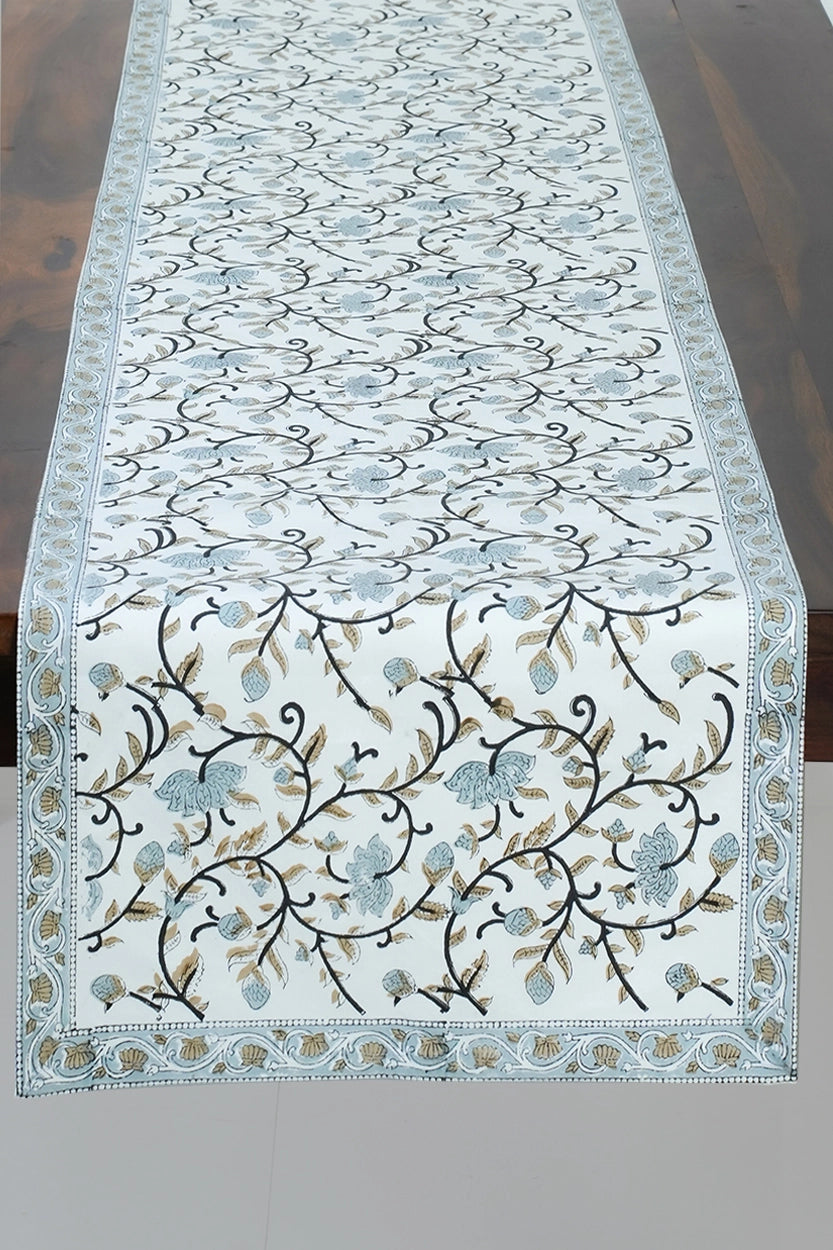 Silver Floral Table Runner