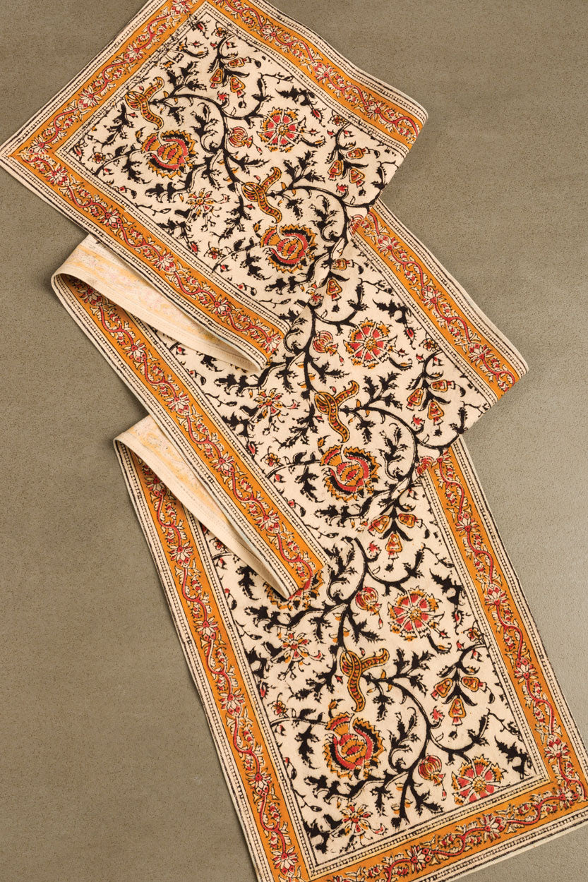 Gold & Rose Kalamkari Table Runner