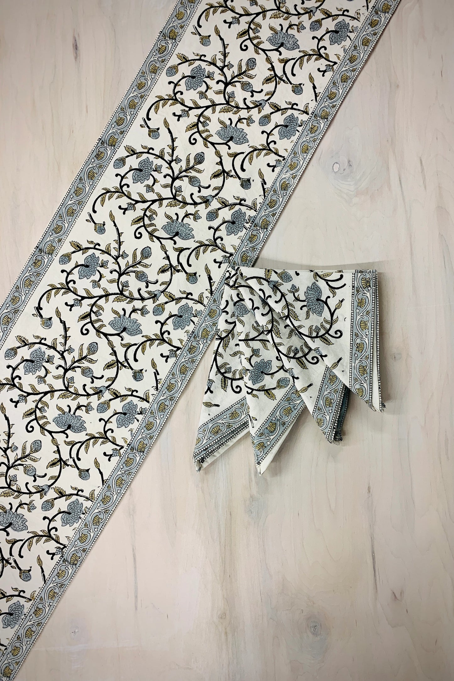 Silver Floral Table Runner