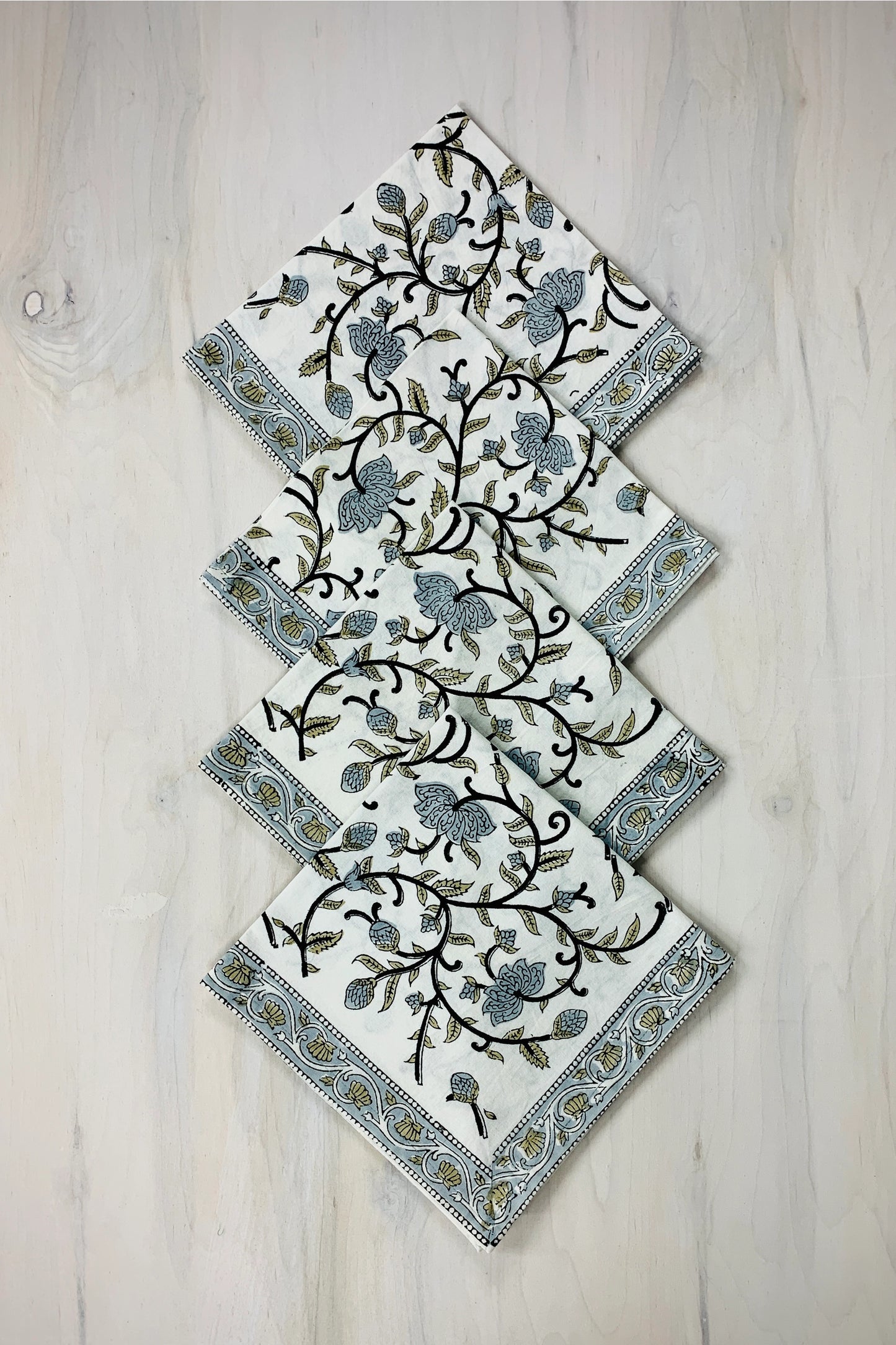 Silver Floral Napkin Set