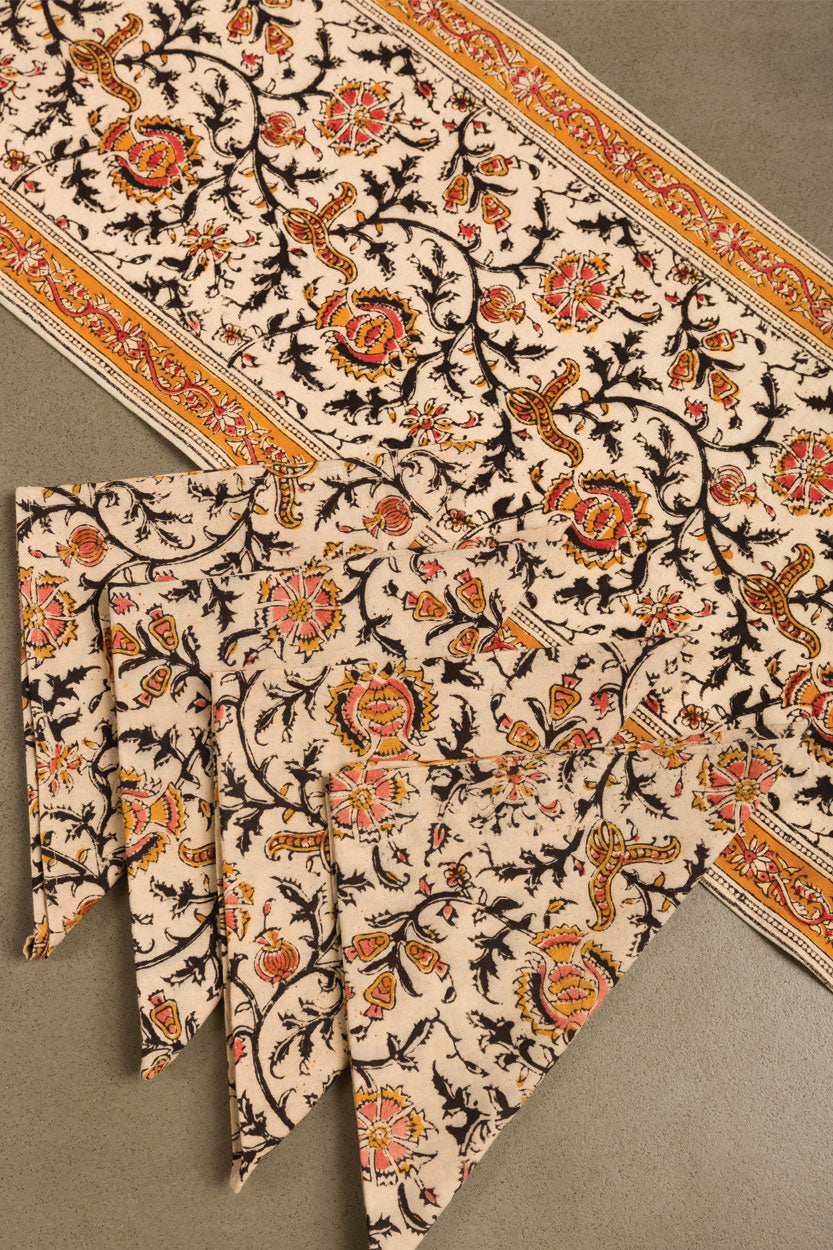 Gold & Rose Kalamkari Table Runner